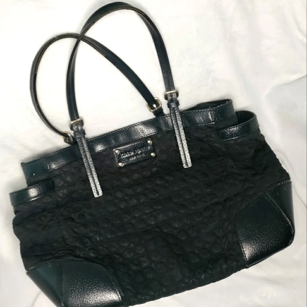 kate spade New York Black Quilted Nylon Diaper Bag Unisex EUC